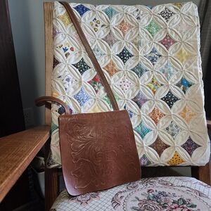 Patricia Nash Floral Embossed Brown Crossbody Bag